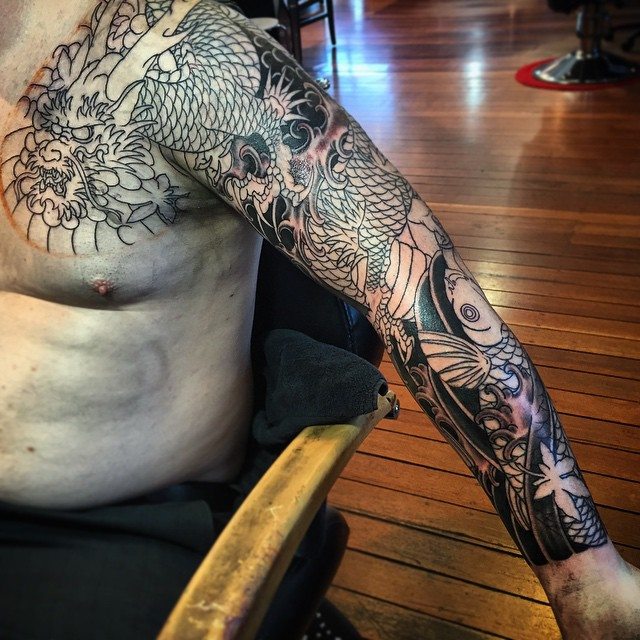 dragon koi sleeve sydney tattoo shop