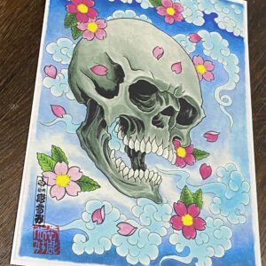 Skull and Sakura Print