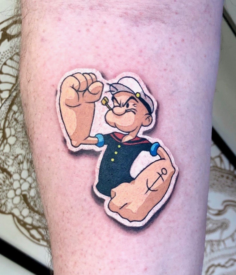 popeye #tattoo #blackandgrey #fun #art #bythree