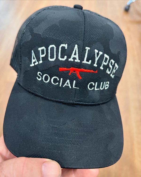 Apocalypse Social Club Embroidered Dark Night Camo Trucker Cap