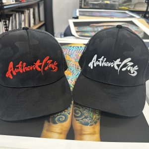 Authentink Dark Camo Lettering Brushstroke Embroidered Cap